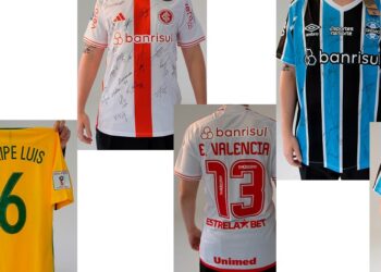 A ação reúne camisetas emblemáticas de futebol nacional que podem receber lances até meio-dia do dia 23 de agosto. Divulgação