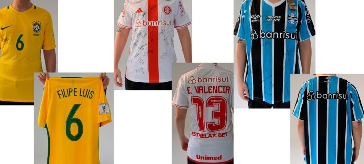 A ação reúne camisetas emblemáticas de futebol nacional que podem receber lances até meio-dia do dia 23 de agosto. Divulgação