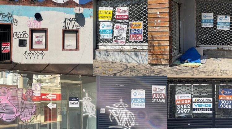 Com tantos estabelecimentos fechados, crescem as pichações e outros crimes cometidos por vândalos e bandidos