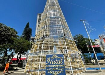 Estrutura está montada na Praça do Imigrante e tem cerca de sete menos a menos do que foi divulgado pela Prefeitura