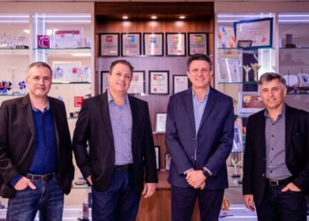 Diretores da CIGAM: Luís Rogério Dupont (Diretor de Produto e Suporte), Cleiton Ivan Klein (Diretor Administrativo), Robinson Oscar Klein (CEO) e Vanderlei André Reinhart (Diretor de Operações). Divulgação