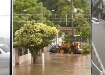Situação em Osório e Camaquã em trechos de vídeos que circulam pela internet. Reprodução