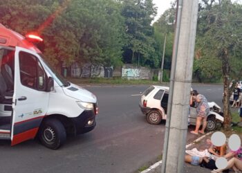 Uno colidiu contra uma árvore na Rua Marques de Souza. Divulgação