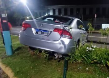 Colisão ocorreu perto do pórtico de Estância Velha. PMEV/Divulgação