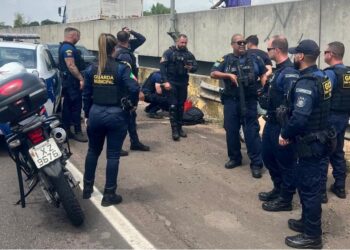 Cerco na BR-116: a Guarda Civil Municipal de São Leopoldo prestou apoio na ação. PMNH/Divulgação