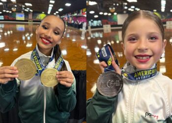 Antônia Homem Cornely e Rafaela Mai Fujita Arena com suas medalhas. Fotos Divulgação
