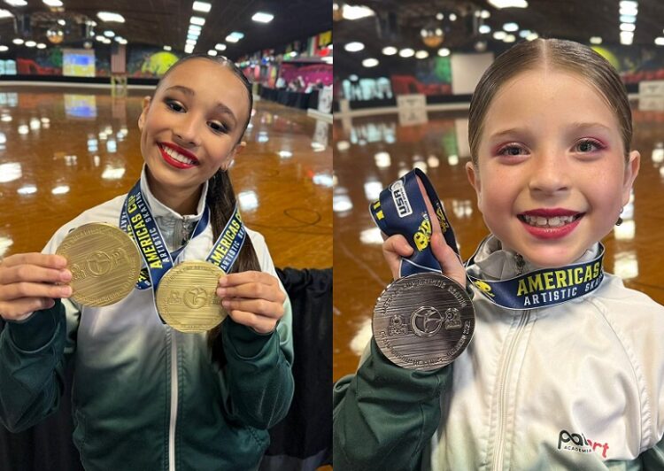 Antônia Homem Cornely e Rafaela Mai Fujita Arena com suas medalhas. Fotos Divulgação