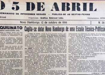 Uma escola técnica em Novo Hamburgo: edição de 12 de outubro de 1956 do jornal O 5 de Abril