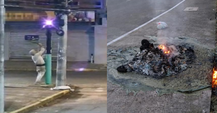 Flagrantes de vandalismo em equipamentos públicos. Fotos PMNH/Divulgação