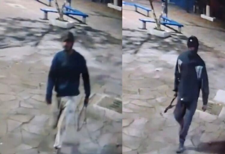 Câmeras no pátio interno da escola registraram dois criminosos em ação. Reprodução