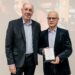 Drs. Airton Schmitt e Mário Amoretti durante a homenagem. Comunicação Hospital Sapiranga