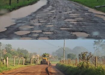 Leitores do Portal Martin Behrend enviaram fotos da situação na semana passada e do trabalho realizado hoje. Fotos Divulgação