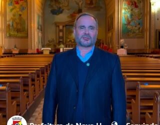 Secretário Angelo Reinheimer divulgando desinformação: catedral não é basílica. Reprodução