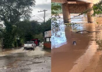 Situação do Rio dos Sinos nesta manhã registrava elevação do nível. PMCB/Divulgação