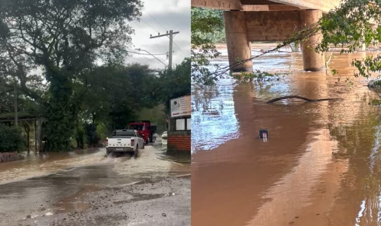 Situação do Rio dos Sinos nesta manhã registrava elevação do nível. PMCB/Divulgação