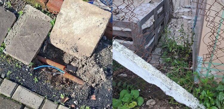 Registros dos ataques sofridos pela escolinha de futebol. Fotos Divulgação