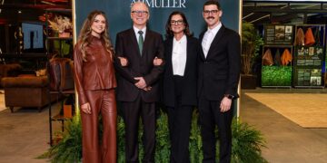 Família Müller na celebração do centenário da empresa, em Novo Hamburgo: Raíssa, Cezar, Elaine e Artur. Fotos Divulgação