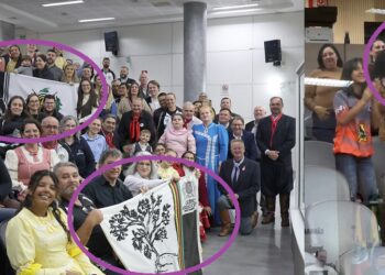 Bandeiras tremulando no plenário da Câmara de Vereadores: abaixo à censura! Fotos CMNH/Divulgação