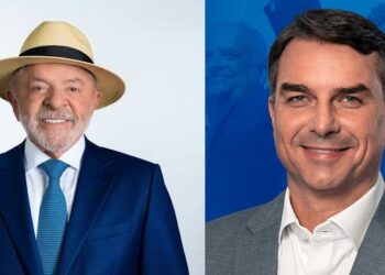 Lula e Flávio Bolsonaro vão disputar o segundo turno em 25 de outubro. Fotos Divulgação