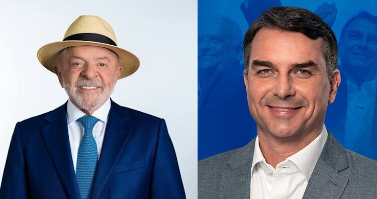 Lula e Flávio Bolsonaro vão disputar o segundo turno em 25 de outubro. Fotos Divulgação