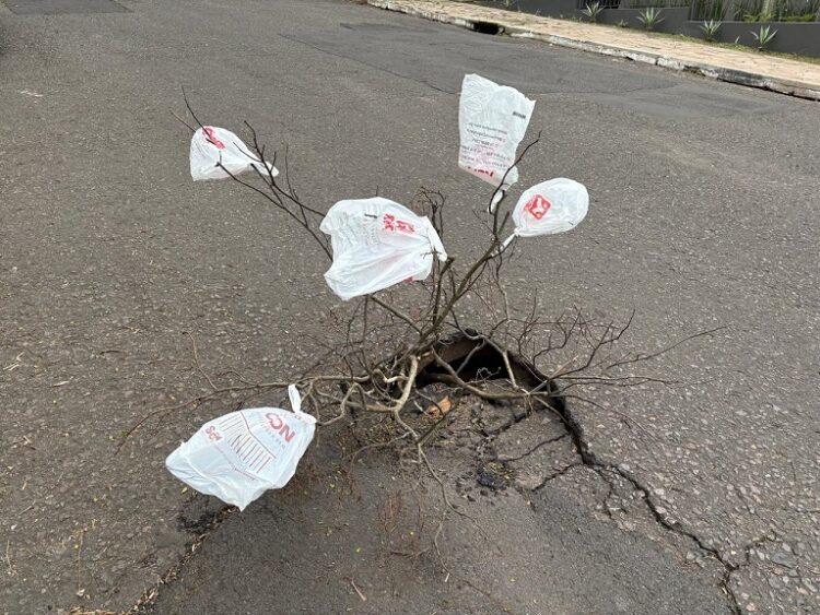 Piso está afundando e oferece risco aos motoristas na Rua Frederico Mentz